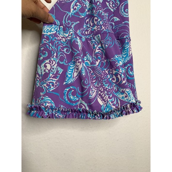 Lands End Girls Ruffle Bodice Tankini Top Wild Violet Tropical Floral Size 10 - Picture 5 of 10